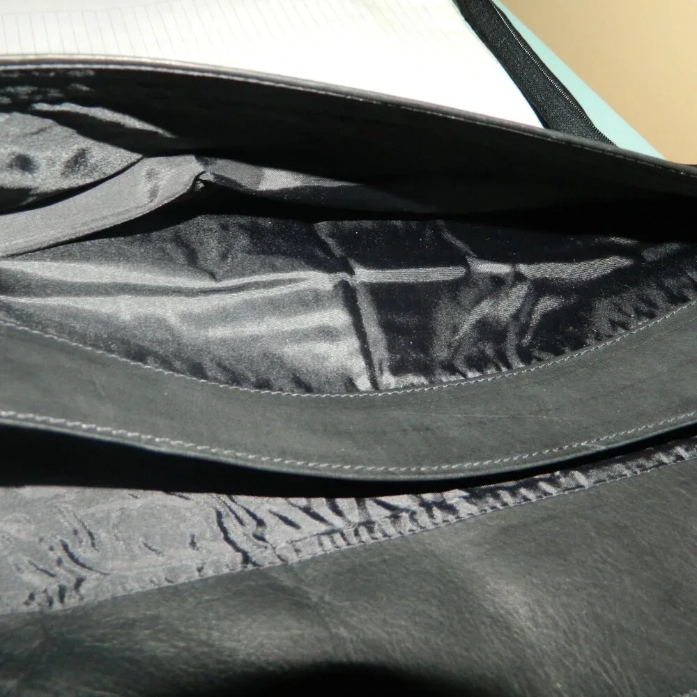 Latico Zippered Leather Portfolio Bag Black